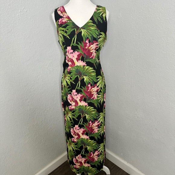 Elyse Hart LTDd Dresses & Skirts - Vintage Ilyse Hart Tropical Floral Rayon Maxi Dress 80s-90s Resort Vibes Size 8